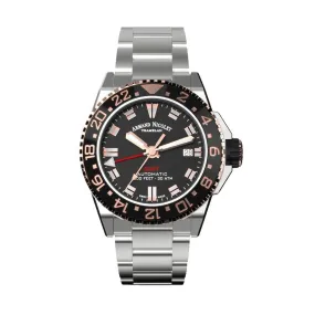 Armand Nicolet JS9-41 GMT Stainless Steel Black Bezel