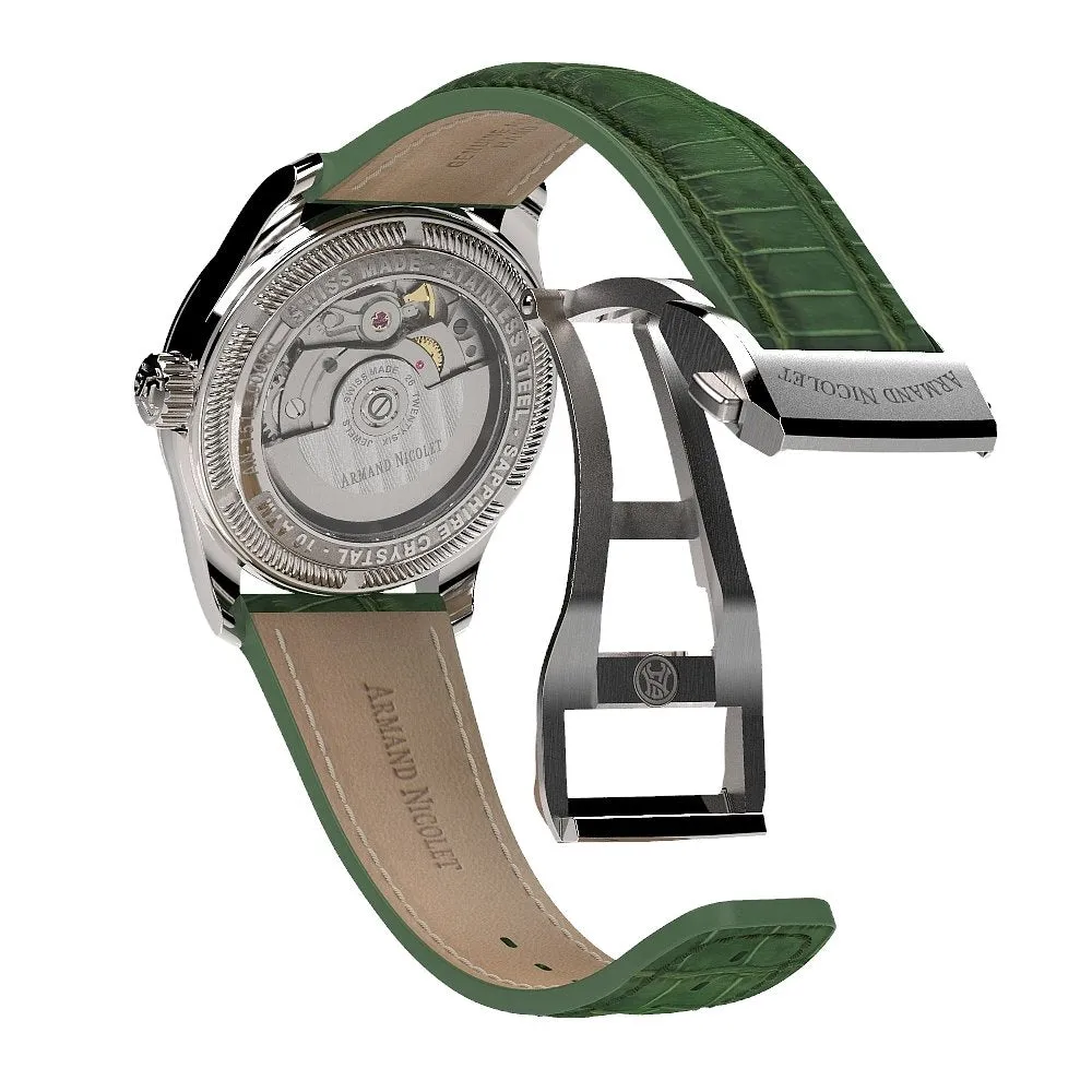 Armand Nicolet Ladies Watch M03-3 Green Leather Diamond A151EAA-AV-P882VR8