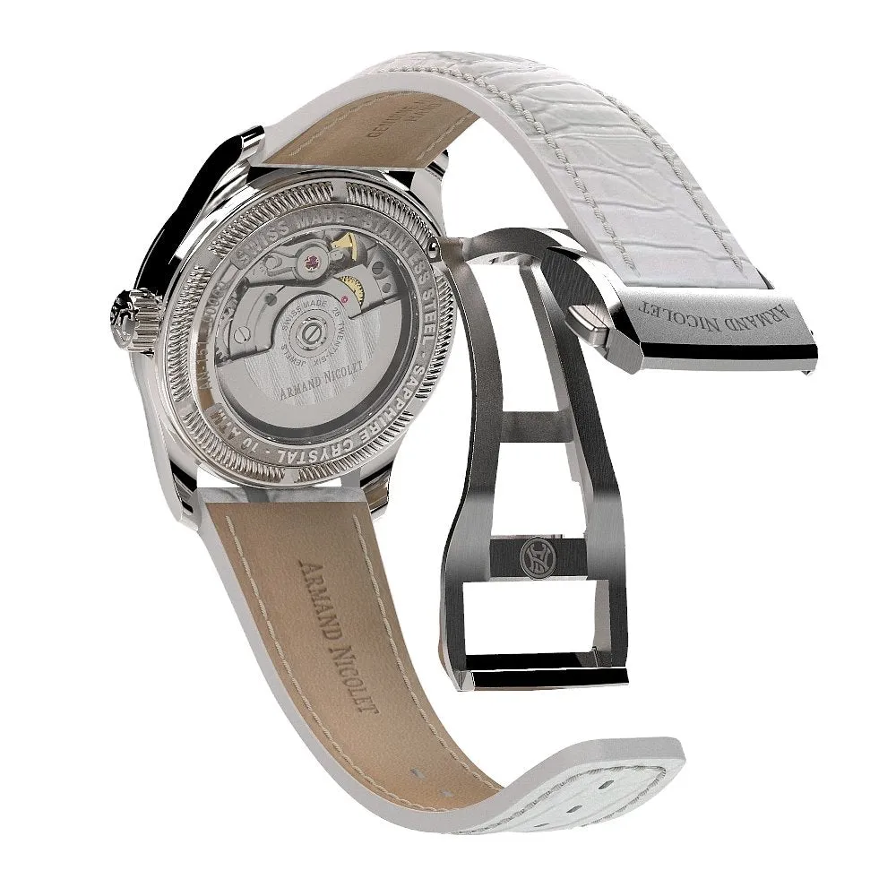 Armand Nicolet Ladies Watch M03-3 White Leather Diamond A151EAA-AN-P882BC8