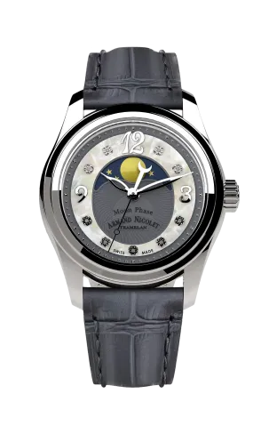Armand Nicolet Ladies Watch M03 Moonphase 34mm Grey Silver A151QAA-GN-P882GR8