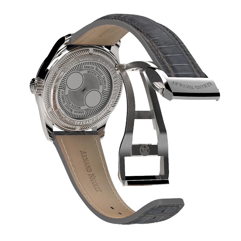 Armand Nicolet Ladies Watch M03 Moonphase 34mm Grey Silver A151QAA-GN-P882GR8