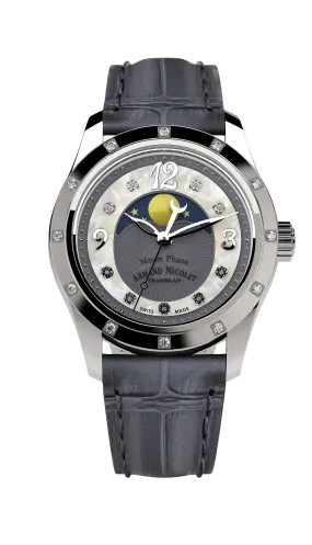 Armand Nicolet Ladies Watch M03 Moonphase 34mm Grey Silver A151RAA-GN-P882GR8
