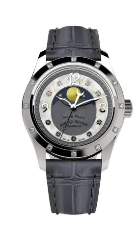 Armand Nicolet Ladies Watch M03 Moonphase 34mm Grey Silver A151RAA-GN-P882GR8