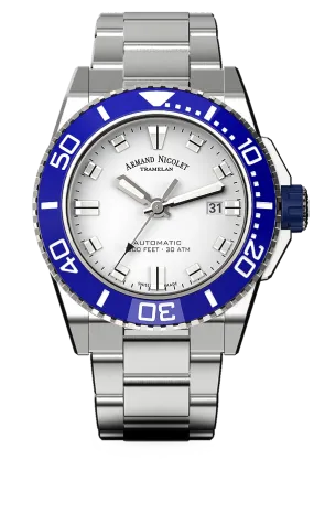 Armand Nicolet Men's Watch JS9 Date 44mm Blue Silver A480AGU-AG-MA4480AA