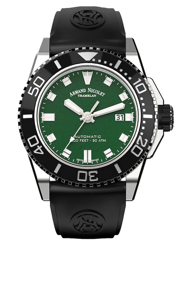 Armand Nicolet Men's Watch JS9 Date 44mm Green A480AGN-VR-GG4710N