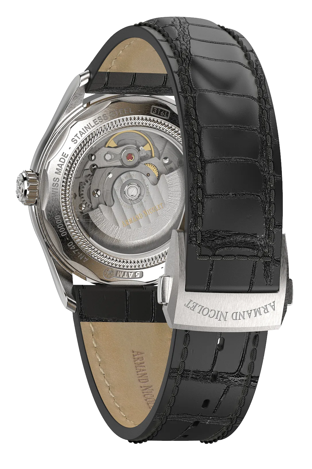Armand Nicolet Men's Watch M02 Date 41mm Black Silver A740A-AG-BP22740NAN