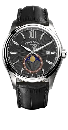 Armand Nicolet Men's Watch M02 Moonphase 41mm Black A740L-NR-BP22740NAN