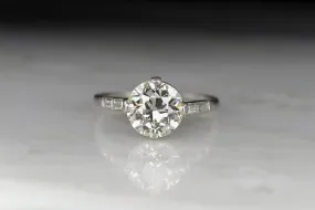 Art Deco/Mid-Century Engagement Ring with a GIA 2.08 Old European Cut Diamond Center