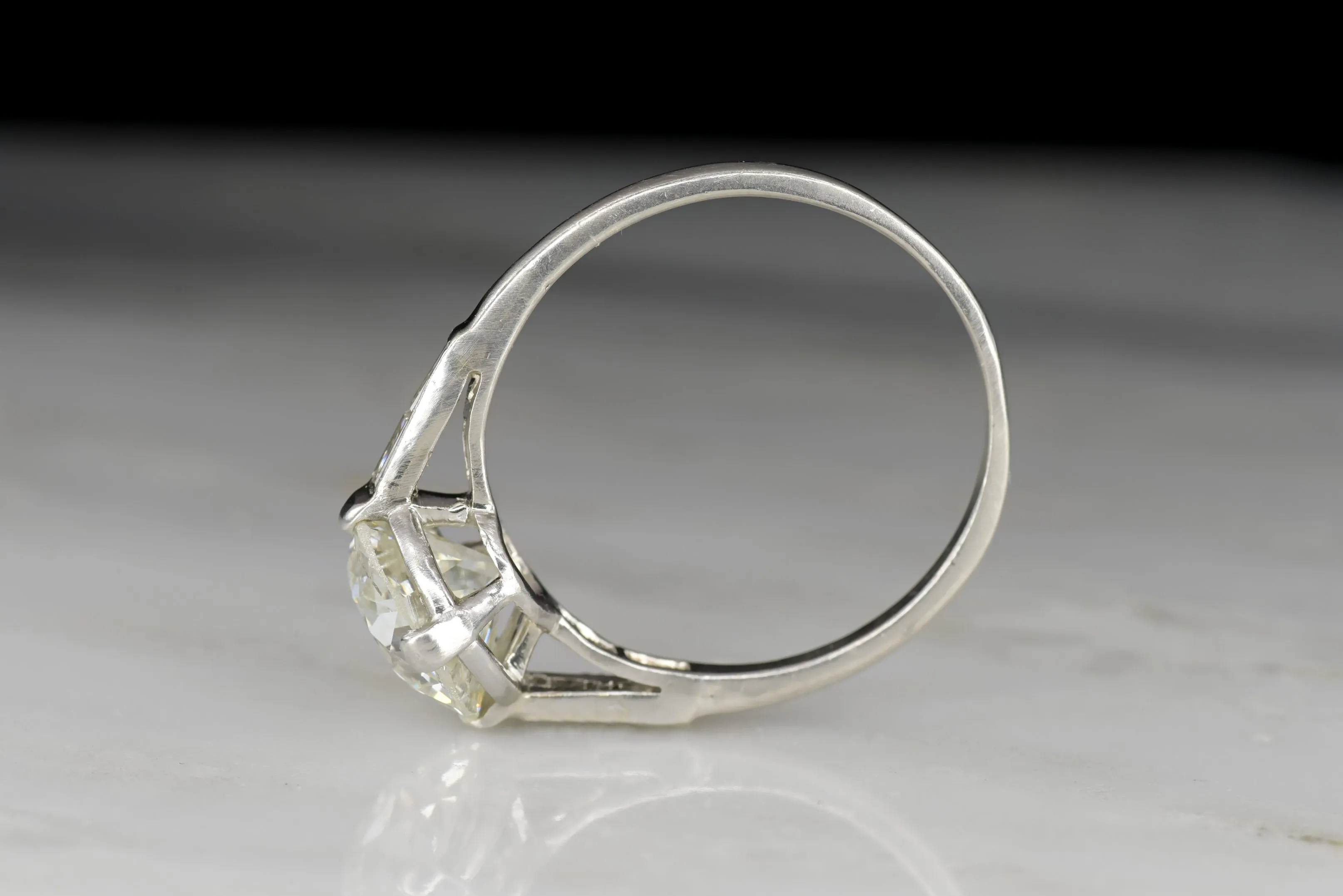 Art Deco/Mid-Century Engagement Ring with a GIA 2.08 Old European Cut Diamond Center
