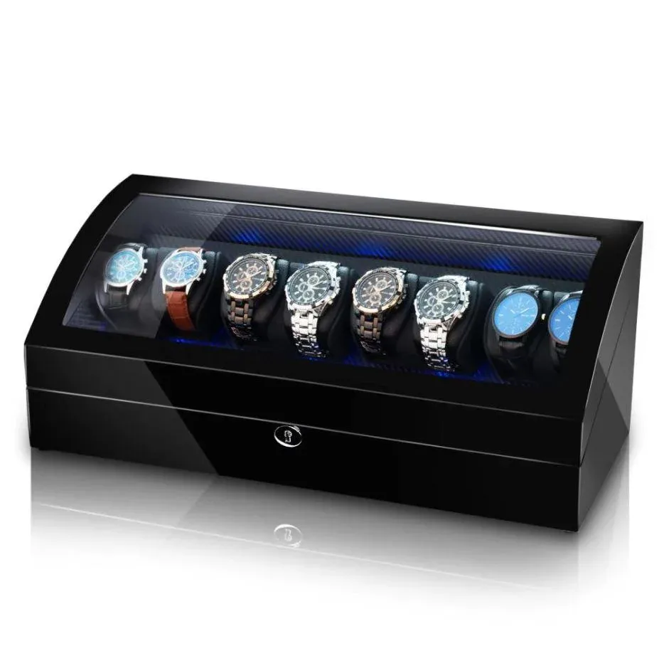 Avoca Watch Winder Box for 8   8 Watches in Black