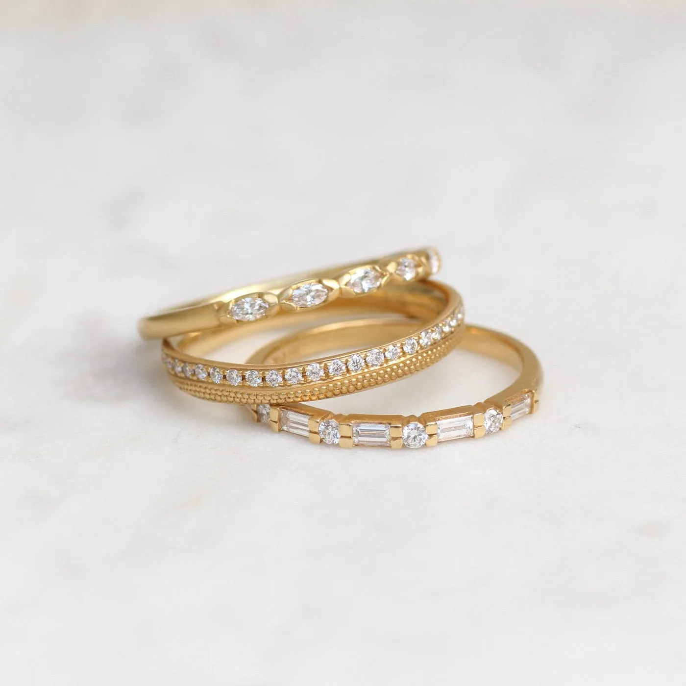 Baguette & Round Diamond Band
