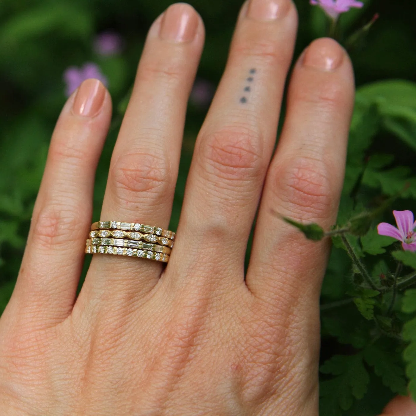 Baguette & Round Diamond Band