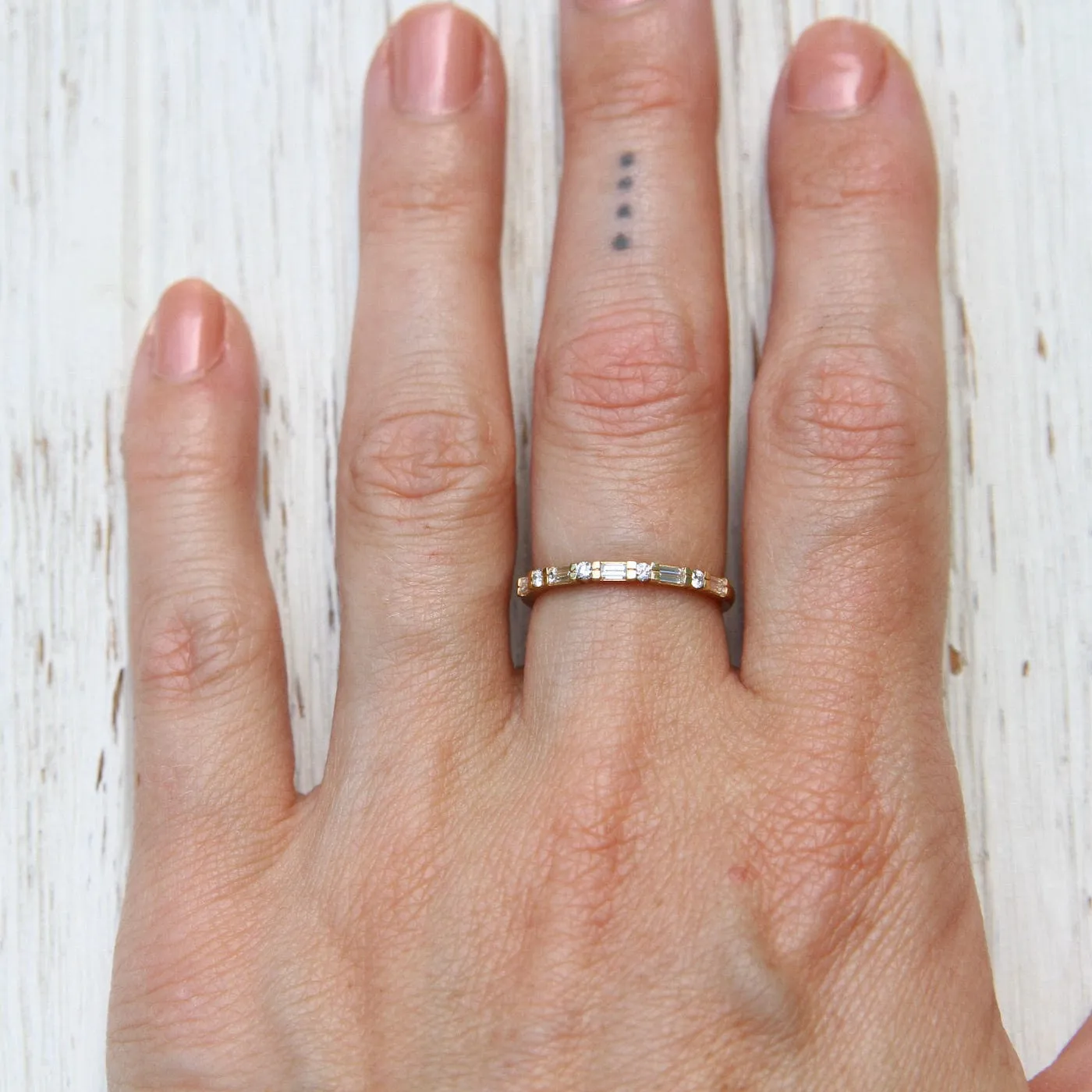 Baguette & Round Diamond Band