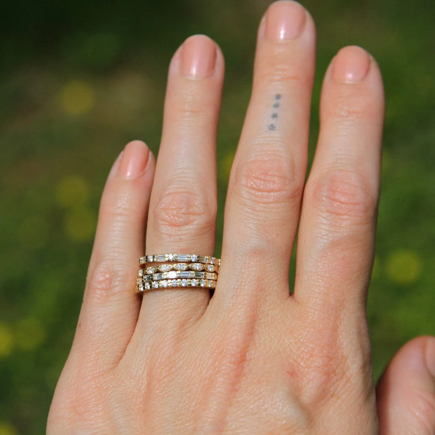 Baguette & Round Diamond Band