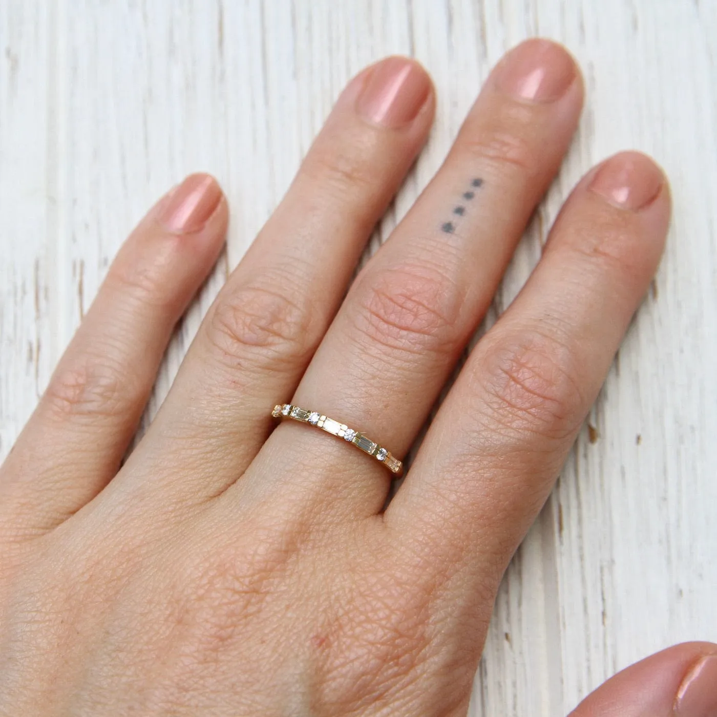 Baguette & Round Diamond Band