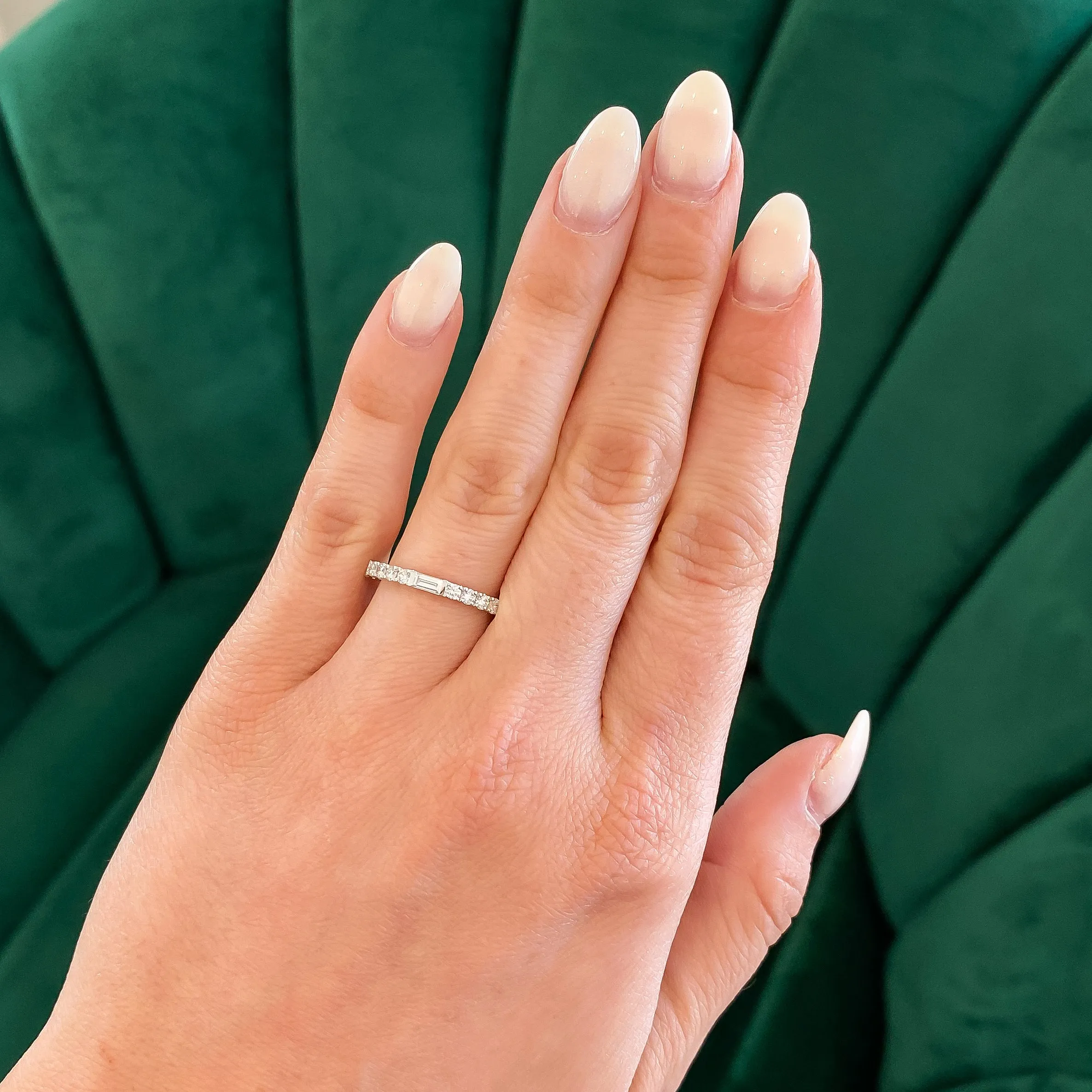 Baguette & Round Diamond Stackable Wedding Band