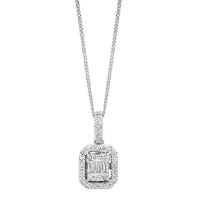 Baguette Cluster Diamond Necklace 1/2 Cttw 14K White Gold
