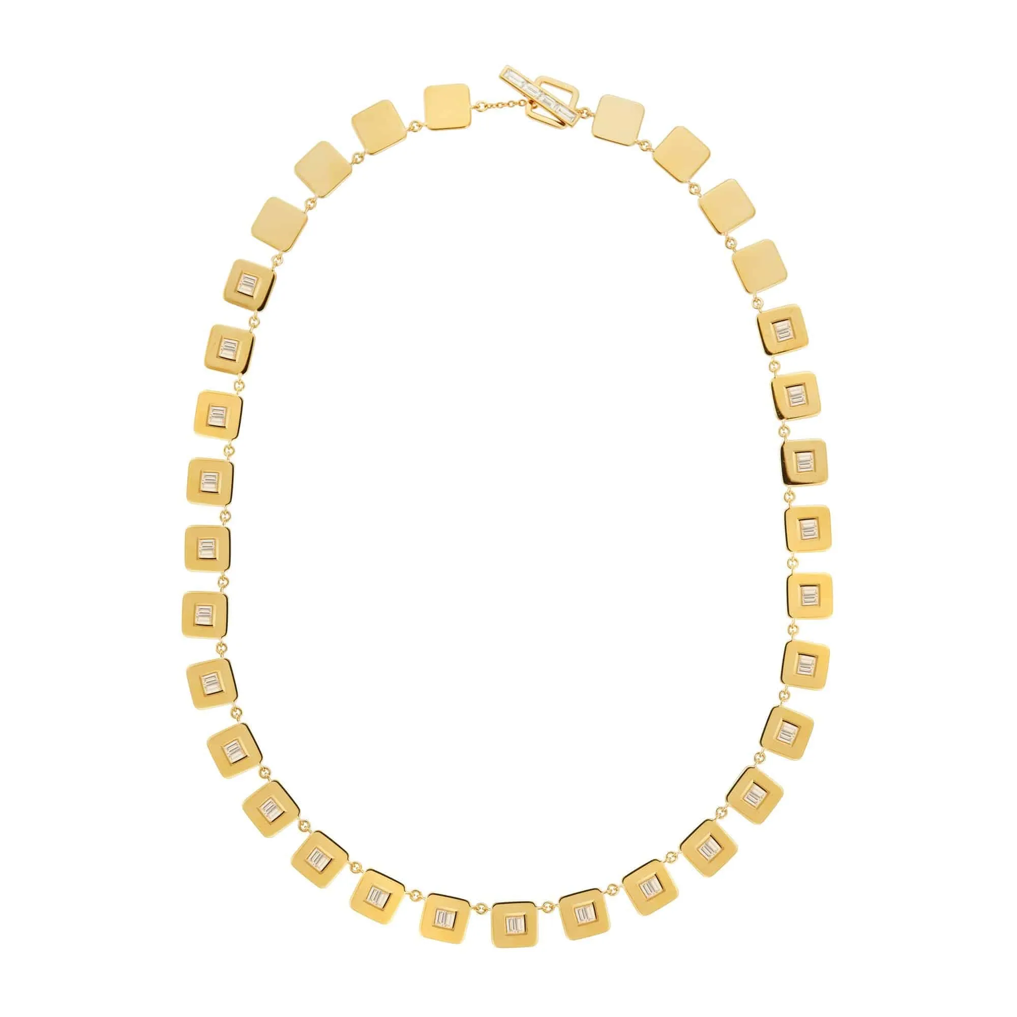 Baguette Diamond Tile Necklace