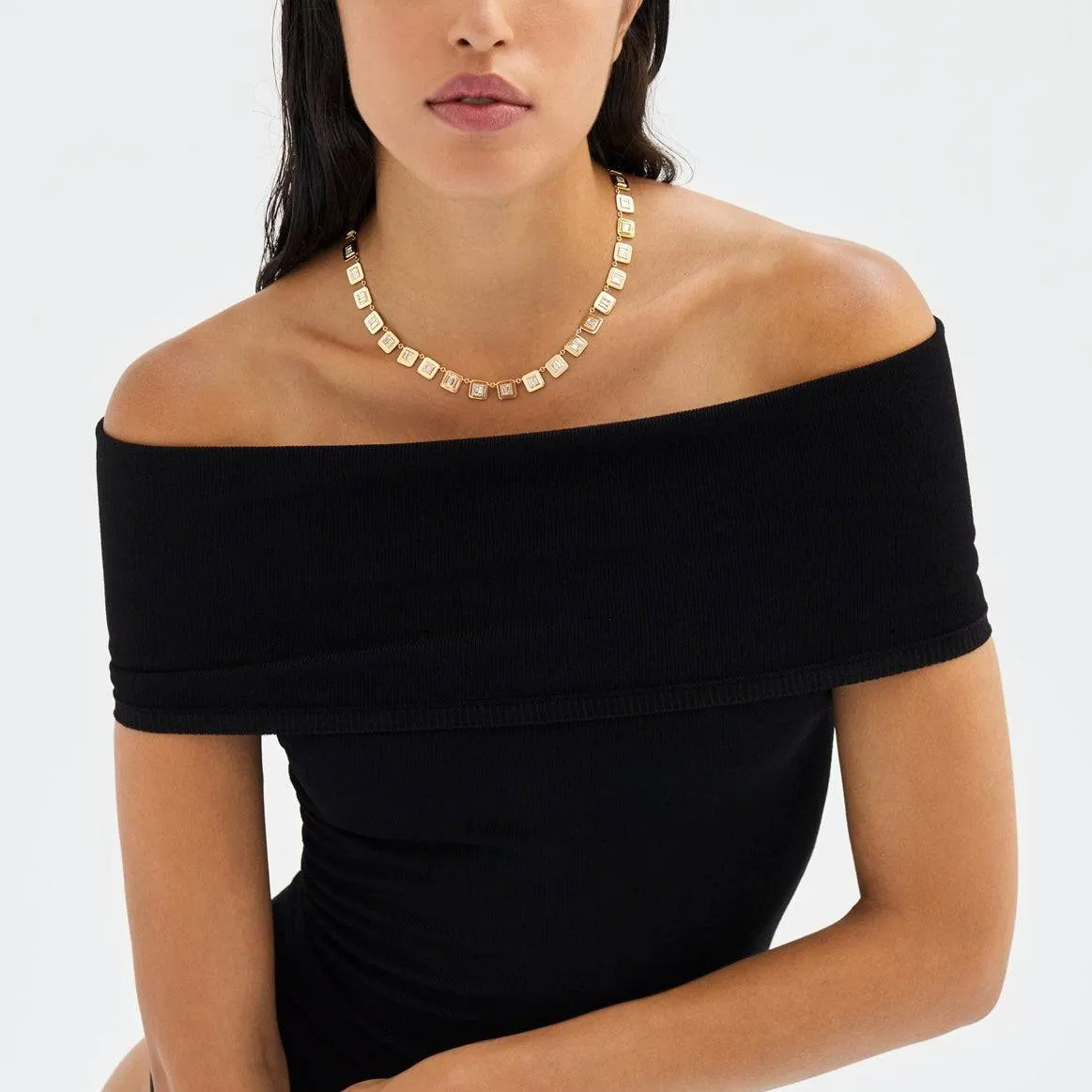Baguette Diamond Tile Necklace