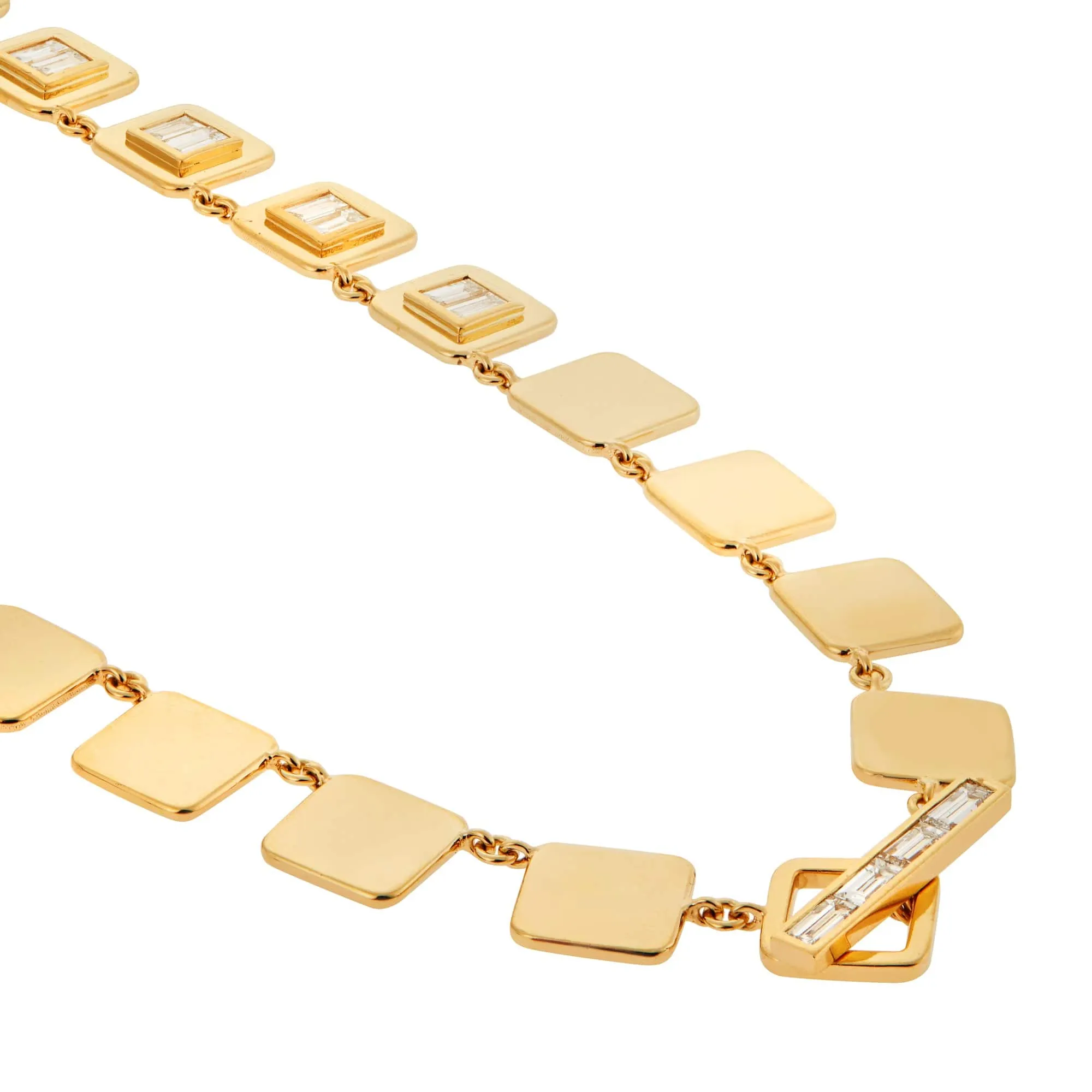 Baguette Diamond Tile Necklace