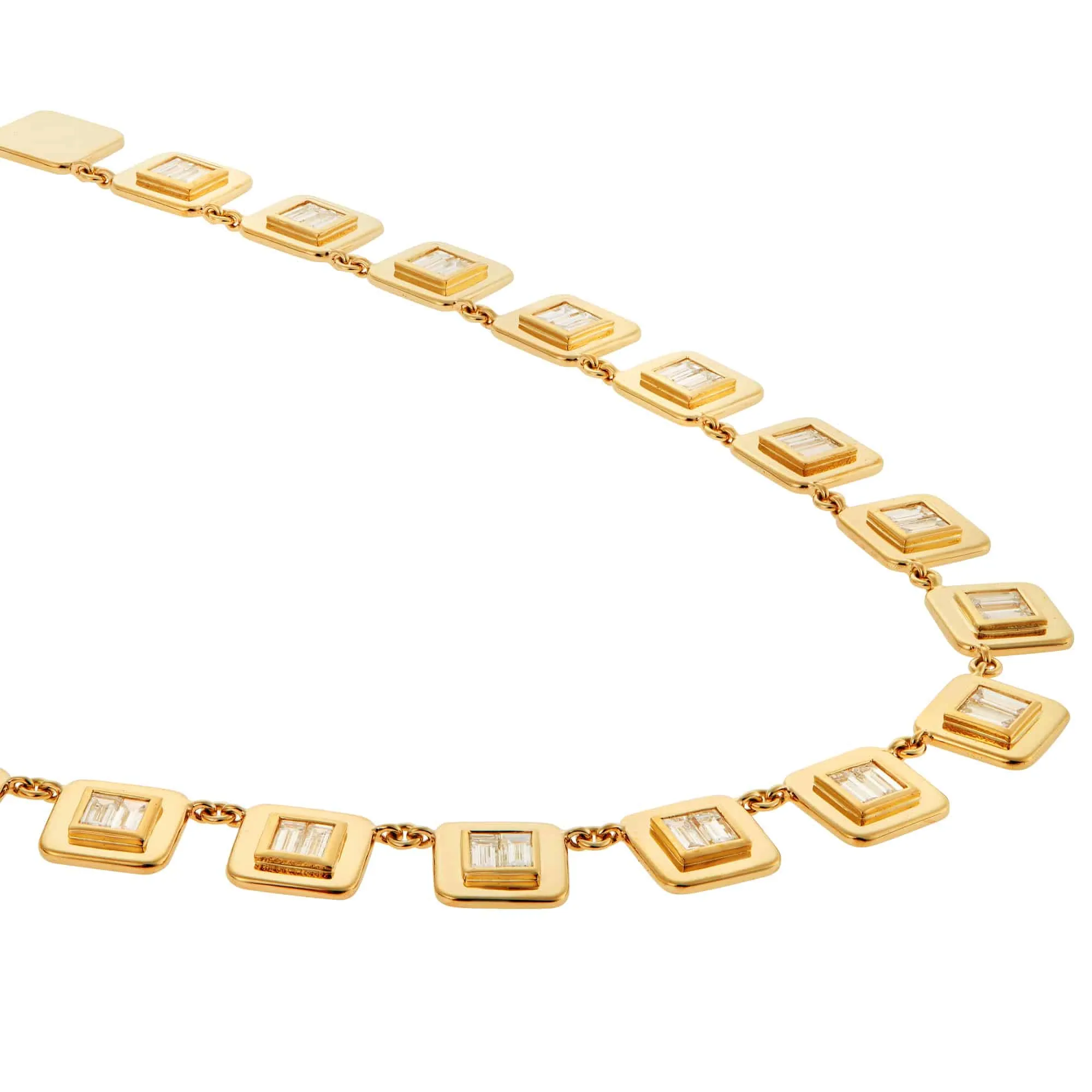 Baguette Diamond Tile Necklace