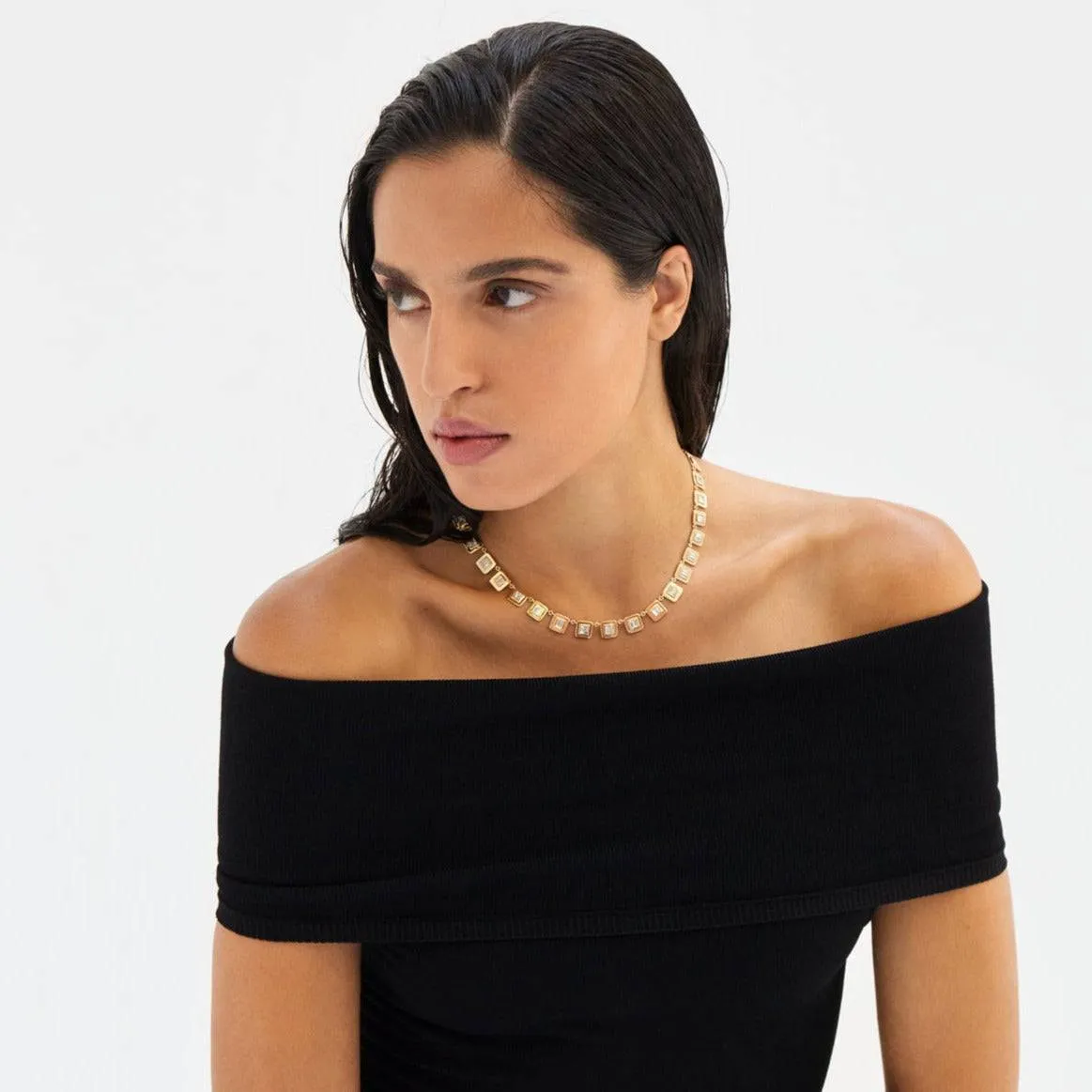 Baguette Diamond Tile Necklace