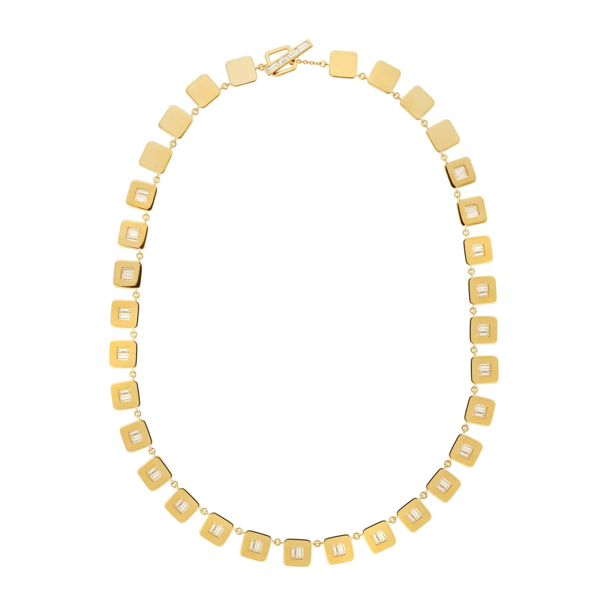 Baguette Diamond Tile Necklace