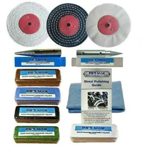 Bench Grinder Metal Polishing Kit Aluminium Alloy Brass Steel 11pc  4" x 1/2"