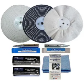 Bench Grinder Metal Polishing Kit For Aluminium Alloy Brass 8pc  6" x 1" - Pro-Max