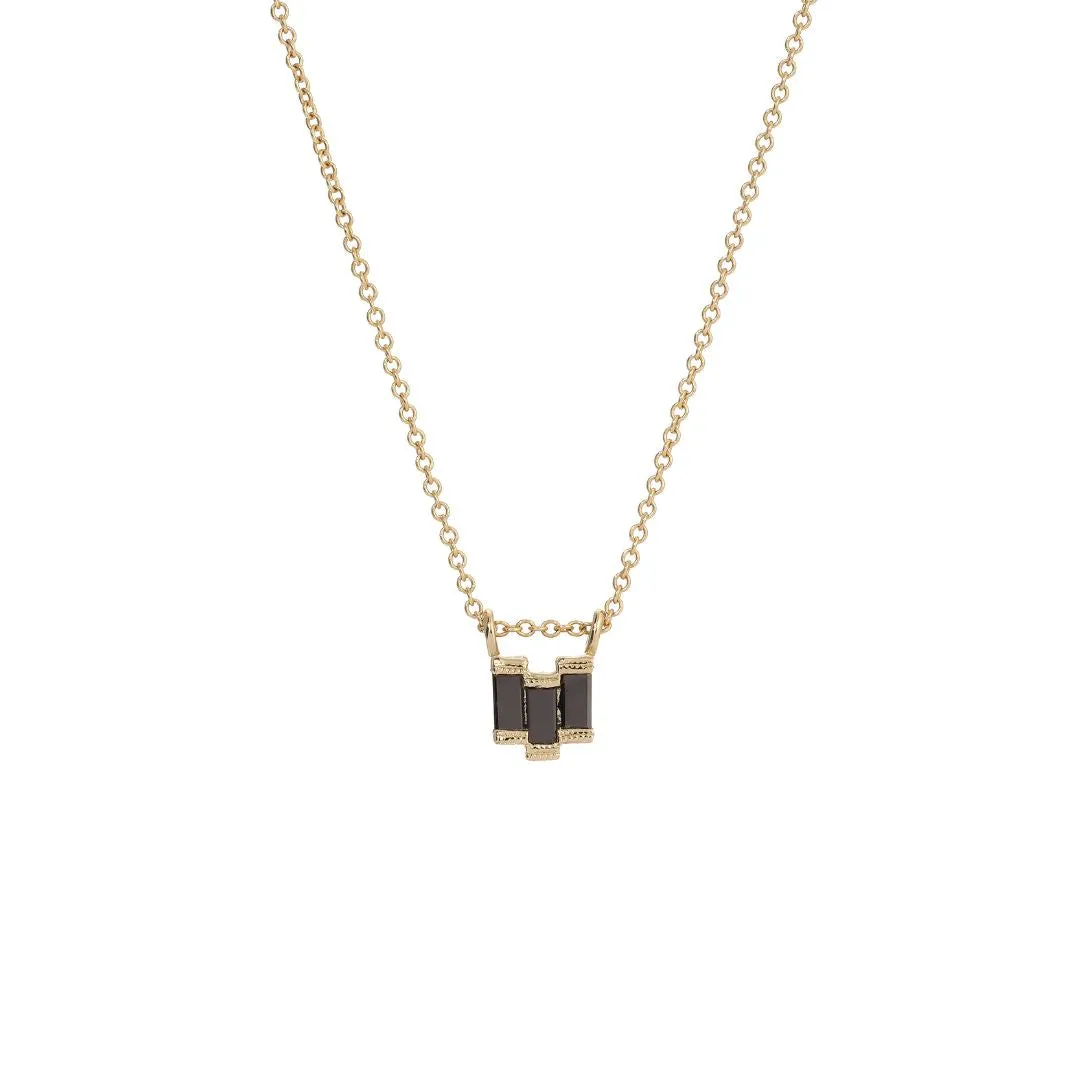 Black Diamond Baguette Step Necklace (ready to ship option)*