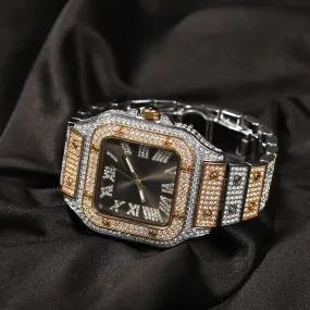 Black Iced Square Roman Watch