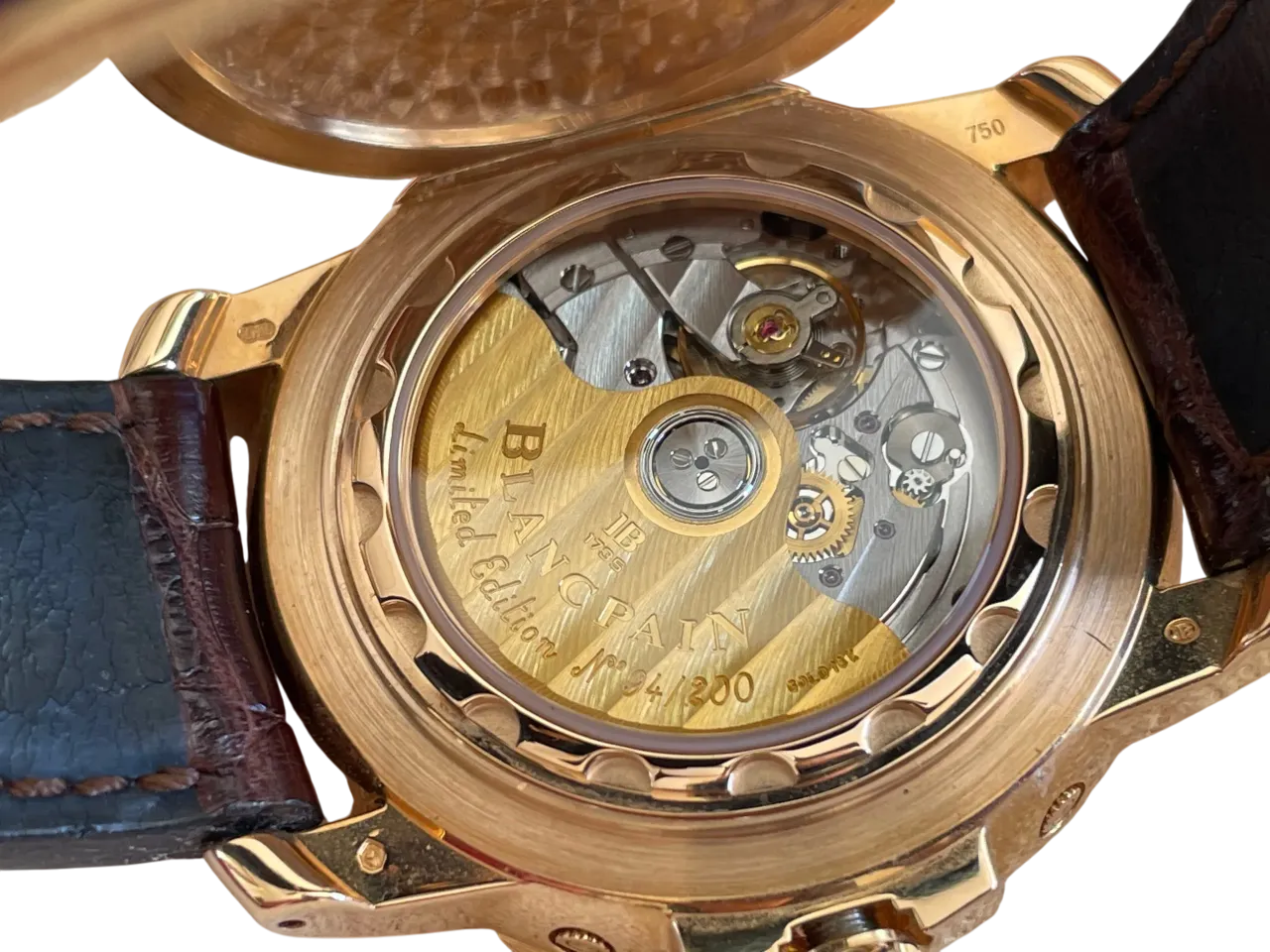 Blancpain Half Hunter Blue Dial 18K Rose Gold Men's Watch