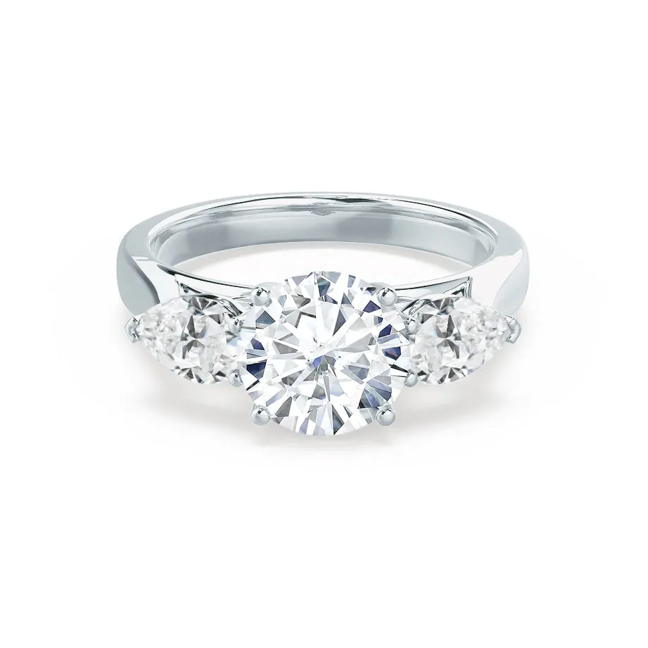 BLOSSOM - Round Lab Diamond & Pear Lab Diamond 950 Platinum Trilogy Ring