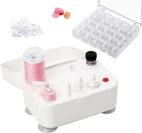 Bobbin Winder for Sewing Machines Easy to Carry Portable Automatic Bobbin Winding Machine with 25Pcs Plastic Bobbins for Sewing and Crafts Use