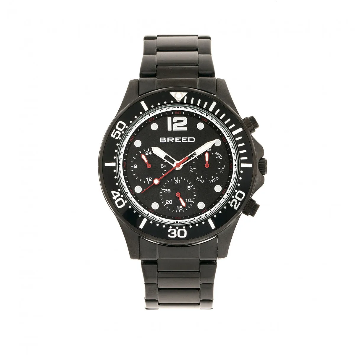 Breed Pegasus Bracelet Watch w/Day/Date  - Black