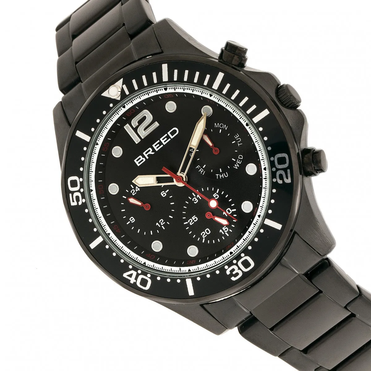Breed Pegasus Bracelet Watch w/Day/Date  - Black