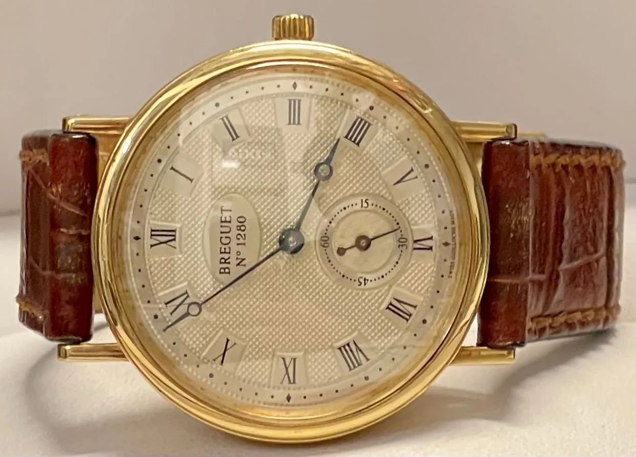 BREGUET Skeleton Back 18K Yellow Gold Mechanical Men Wristwatch-$40K APR w/ COA