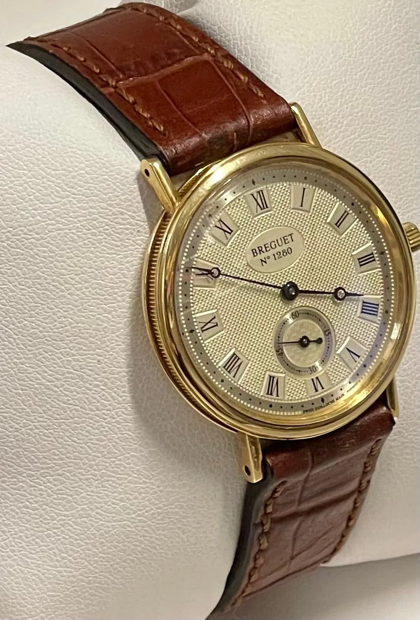 BREGUET Skeleton Back 18K Yellow Gold Mechanical Men Wristwatch-$40K APR w/ COA