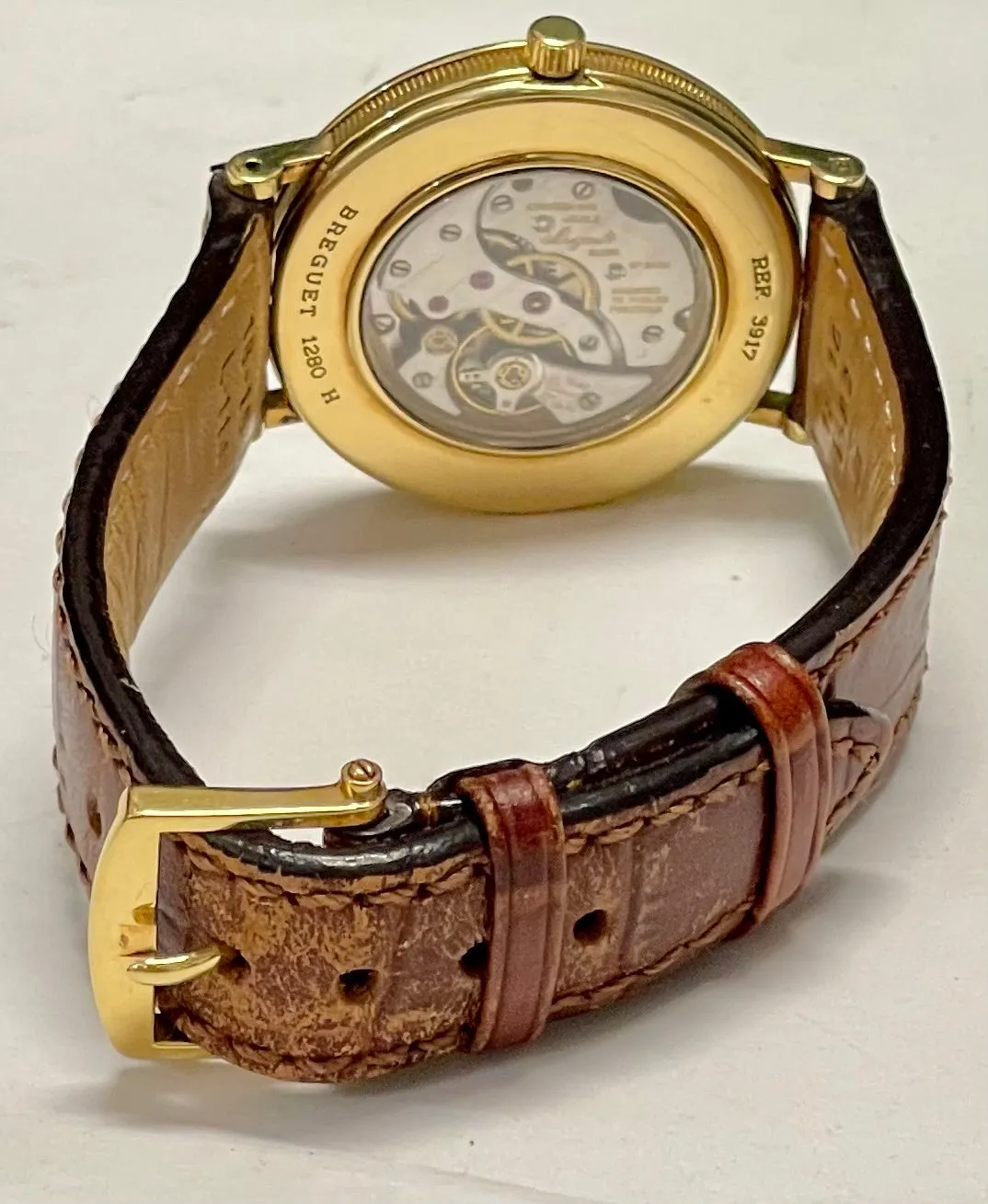 BREGUET Skeleton Back 18K Yellow Gold Mechanical Men Wristwatch-$40K APR w/ COA
