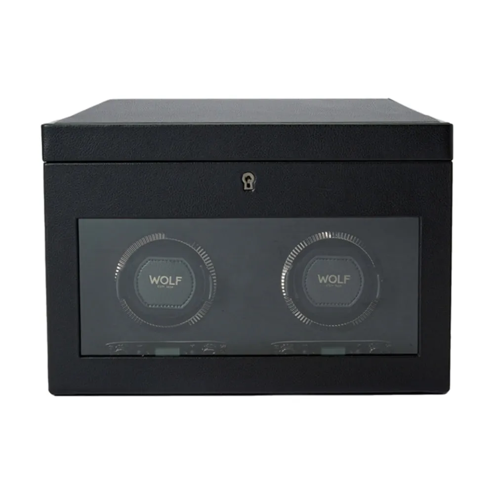 British Racing Double Watch Winder with Storage - Black