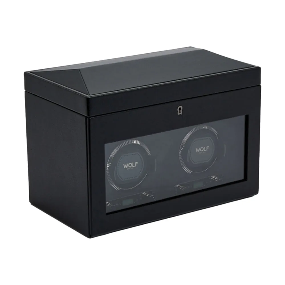 British Racing Double Watch Winder with Storage - Black