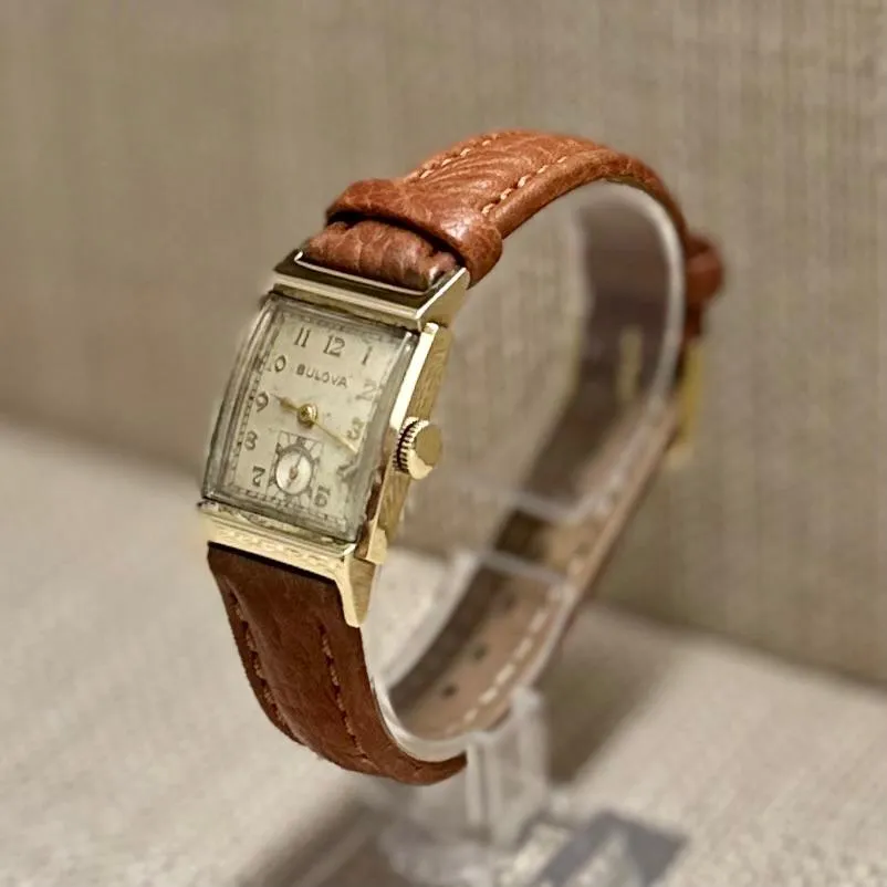 Bulova c. 1950's Mid-Size Tank Solid Yellow Gold Unisex Watch - $7K APR w/ COA!!