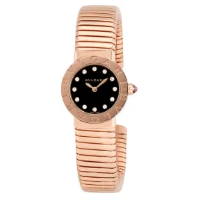 Bvlgari Bvlgari Black Lacquered Dial 18K Rose Gold Diamond Small Ladies Watch 102225