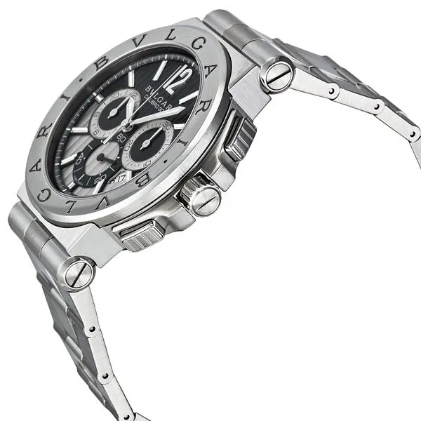 Bvlgari Diagono Chronograph Automatic Black and Silver Dial Men's Watch 101880