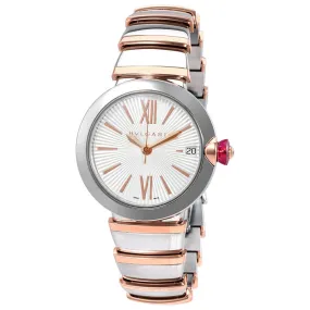 Bvlgari LVCEA  Automatic Silver Opaline Dial 18kt Pink Gold and Steel Ladies Watch 102197