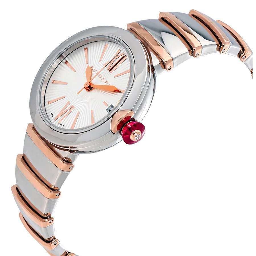 Bvlgari LVCEA  Automatic Silver Opaline Dial 18kt Pink Gold and Steel Ladies Watch 102197