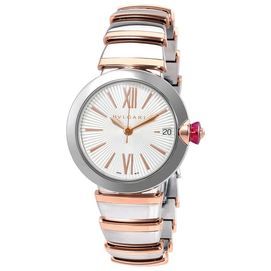 Bvlgari LVCEA  Automatic Silver Opaline Dial 18kt Pink Gold and Steel Ladies Watch 102197