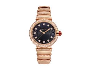 Bvlgari Lvcea Black 18K Rose Gold & Diamonds Ladies Watch