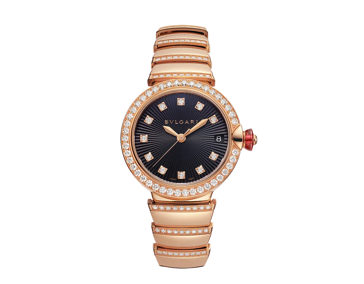 Bvlgari Lvcea Black 18K Rose Gold & Diamonds Ladies Watch