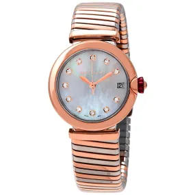 Bvlgari LVCEA Tubogas Mother of Pearl Diamond Dial Ladies Watch 102954